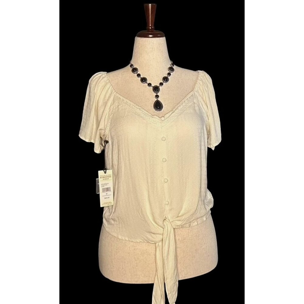 Idyllwind Womens Cream Lace Trim Top M/M